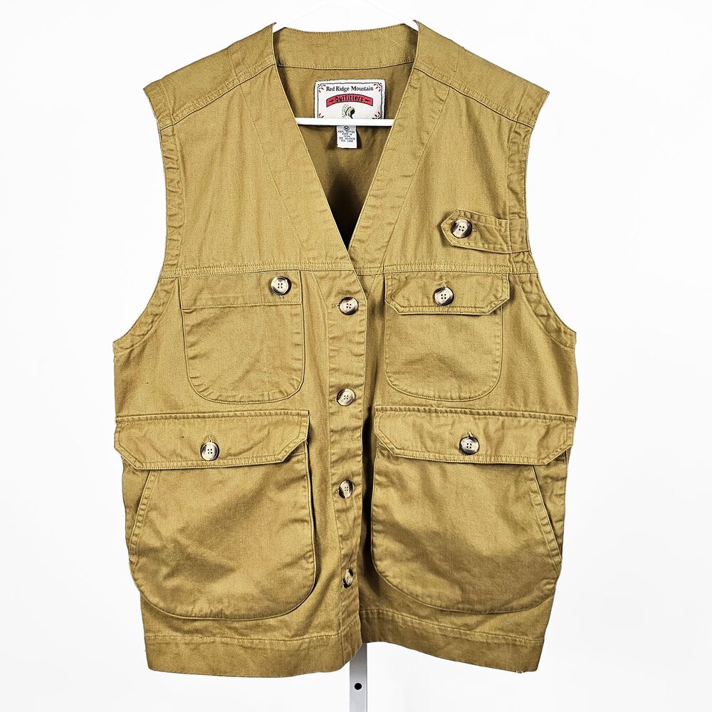 Vintage Red Ridge Mountain Outfitters Medium Utility FIshing Canvas Vest